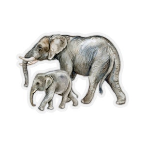 Linda pegatina de elefante, Madre bebé elefante Animal computadora portátil Calcomanía Vinilo Lindo waterbottle Tumbler Car Bumper Aesthetic Die Cut Wall Mural
