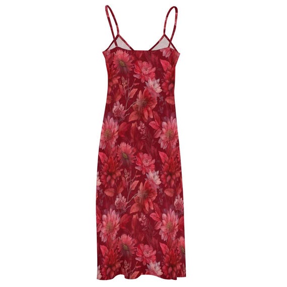 open lace back dress Red & White Floral Printed Midi Knee Length Dress by Wyshlist