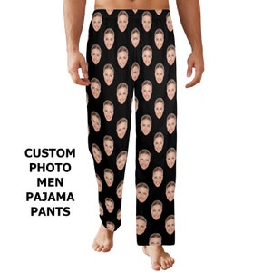 Benutzerdefinierte Foto Gesicht Männer Pyjamas Hose, personalisierte Satin PJ Hund Haustier Katze Lustige Taschen Hosen Paare passende Hosen