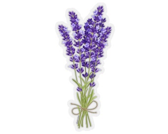 Purple Lavender Sticker, Flower Floral Nature Lilac Violet Laptop Decal Vinyl Cute Waterbottle Tumbler Car Bumper Label Wall Mural Die Cut