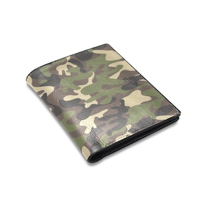 Camo Male Männer Brieftaschen, Grün Camouflage Jungs Designer Kartenhalter Wächter Herren Schlank Dünn Bi Falten Luxus Minimalist