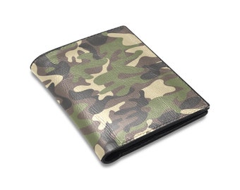Camo Male Men Wallets, Green Camouflage Guys Designer Card Holder Keeper Gents Slim Thin Bi Fold Luxury Minimalist