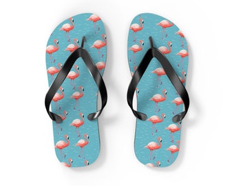 Flip Flops Tong Flamant Rose Tongs Flamant Rose, Bleu Eau