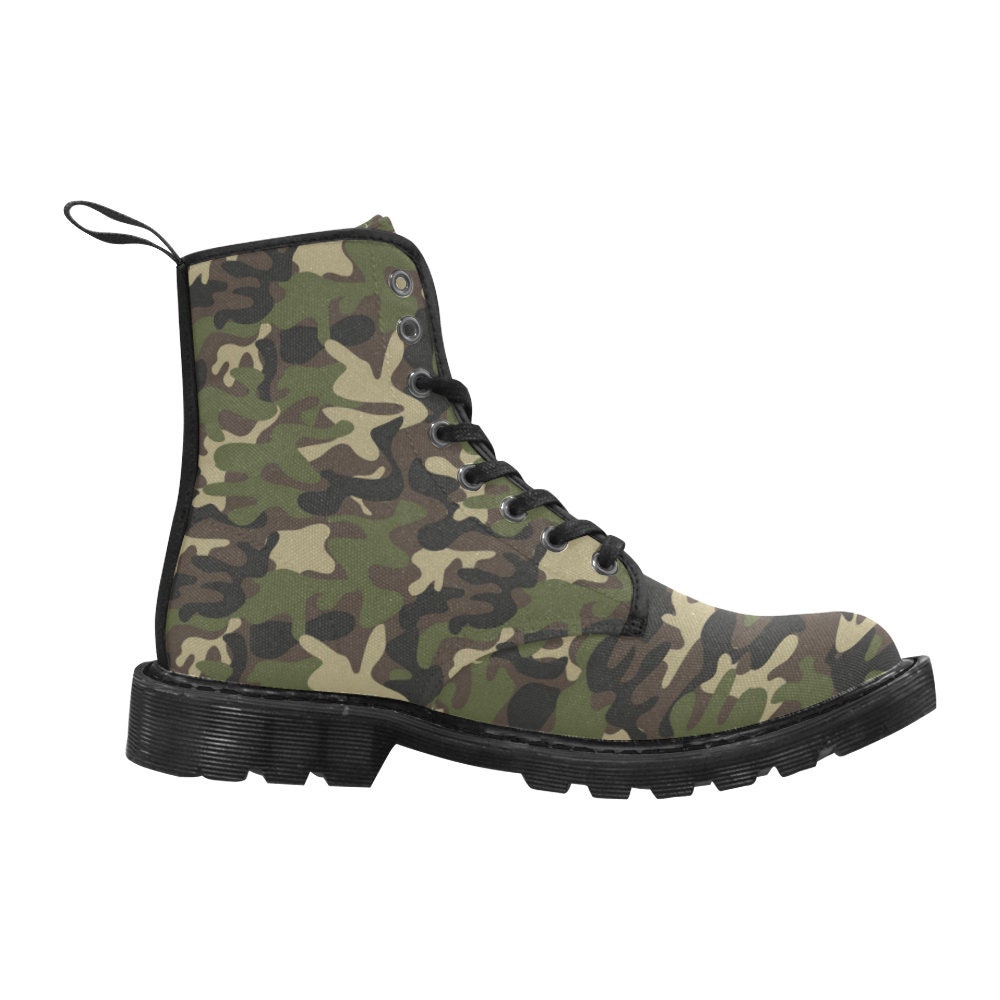 Camo Women's Boots Fashion Green Camouflage Vegan Canvas Etsy