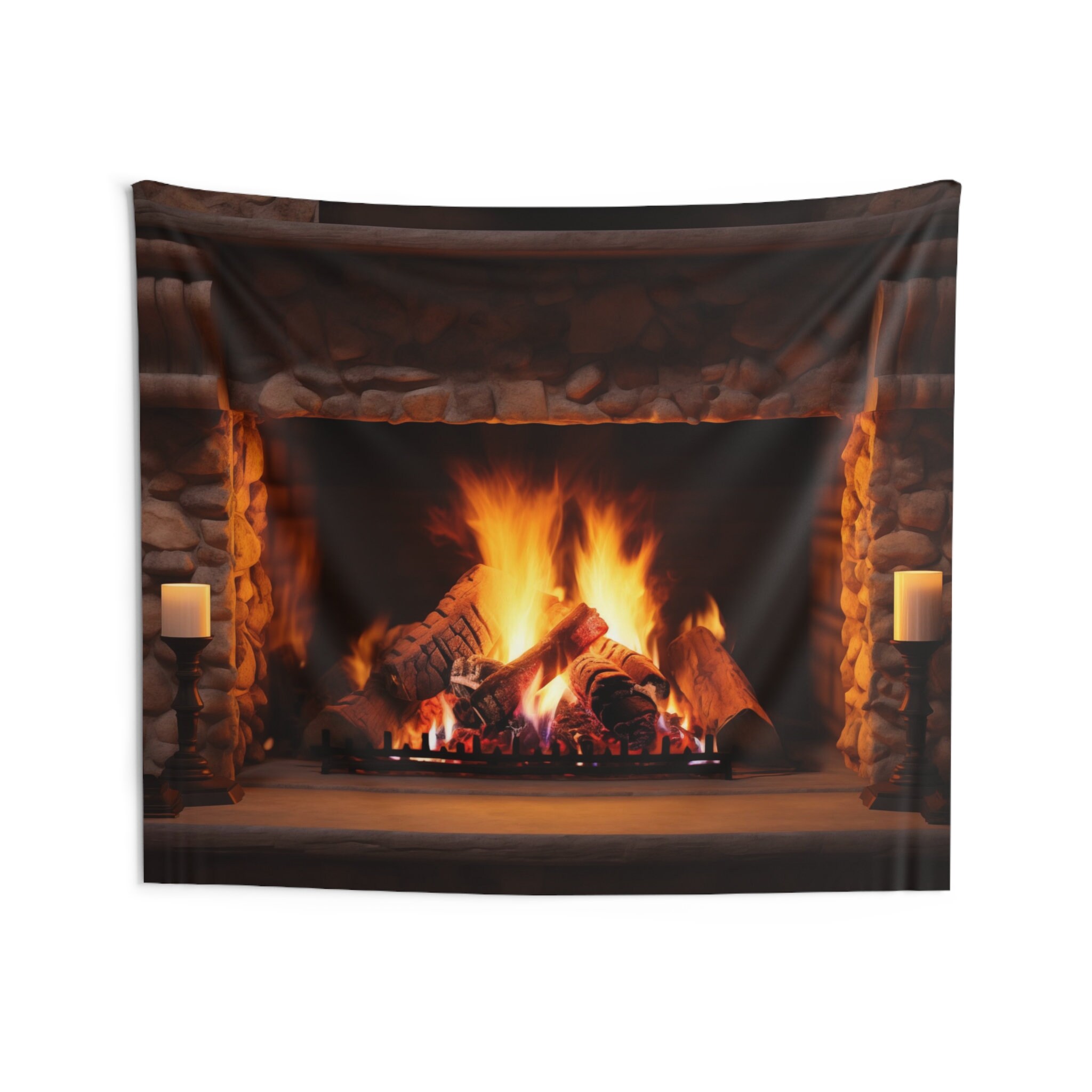 Fireplace Tapestry Stone Fire Logs Vintage Wall Art Hanging Cool Unique Landscape Aesthetic Large Small Decor Bedroom College Dorm Room Etsy