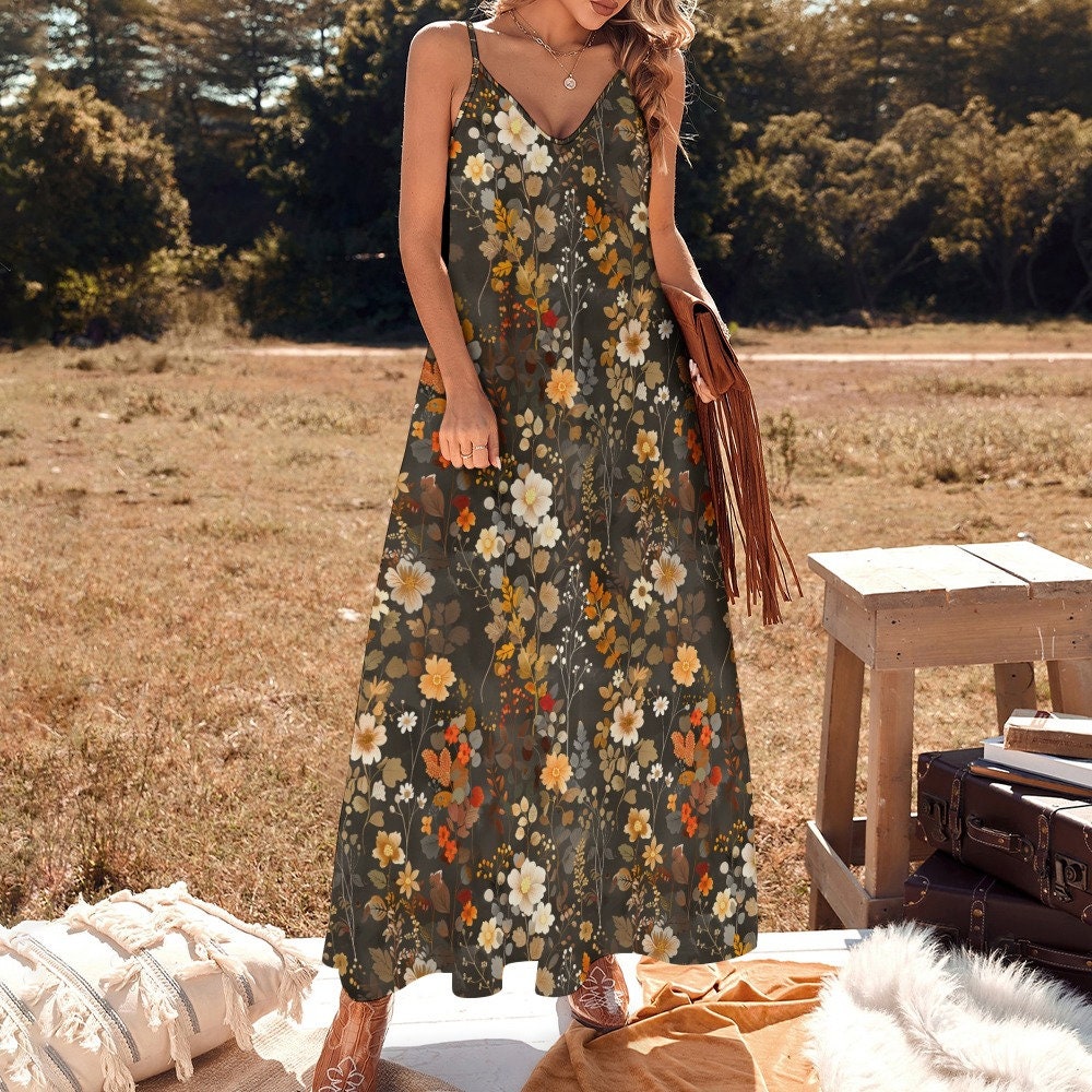 blue dress for baby girl Women's Rust Printed Maxi Dress