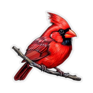 Kardinaal Sticker Decal, Red Bird Art Vinyl Laptop Leuke Waterfles Tumbler Auto Waterdichte Bumper Duidelijke Esthetische Gestanst Muur
