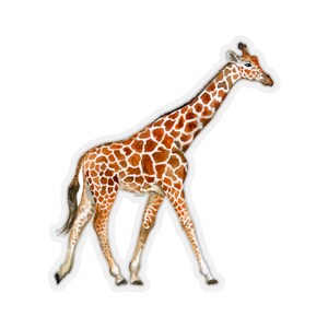 Giraffe Sticker, Animal Watercolor Art Zoo Laptop Decal Vinyl Cute Waterbottle Tumbler Car Bumper Aesthetic Die Cut Wall Mural