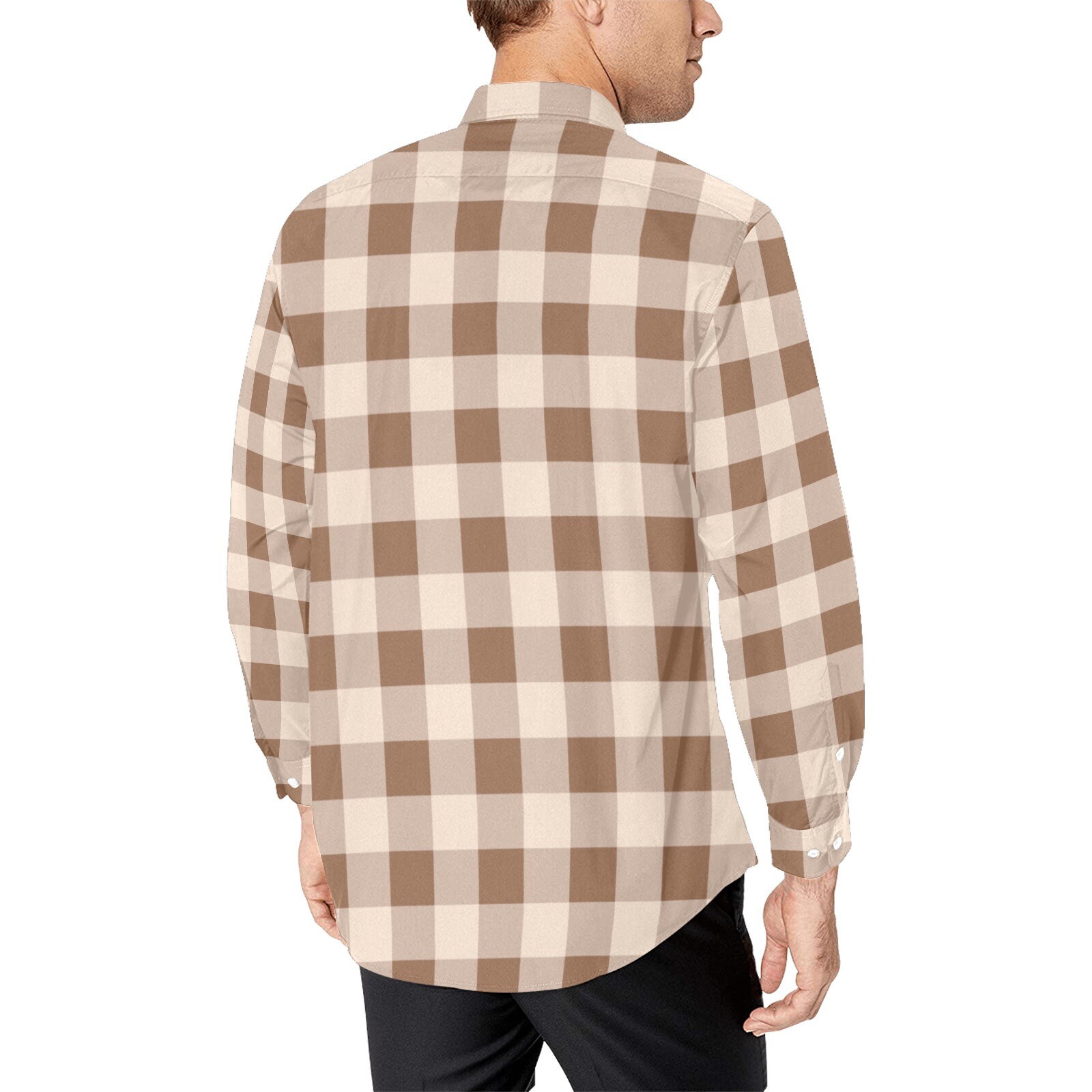chinese dress ladies Long-sleeved checked casual shirt with breast pocket &amp; easy-care i