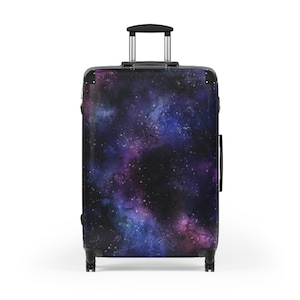 Galaxy Cabin Suitcase Luggage, Space Stars Purple Universe Carry On Travel Bag Rolling Spinner with Lock Designer Hard Shell Wheels Case