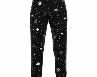 Stars Joggers Sweatpants with Pockets, Black Space Celestial Women Men Female Ladies Fleece Comfy Sweats Pants Loungewear Bottoms