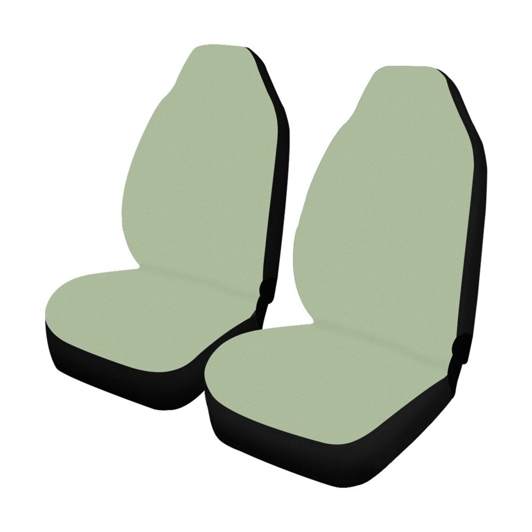 Sage Green Car Seat Covers 2 Pc, Olive Solid Color Front Seat Covers