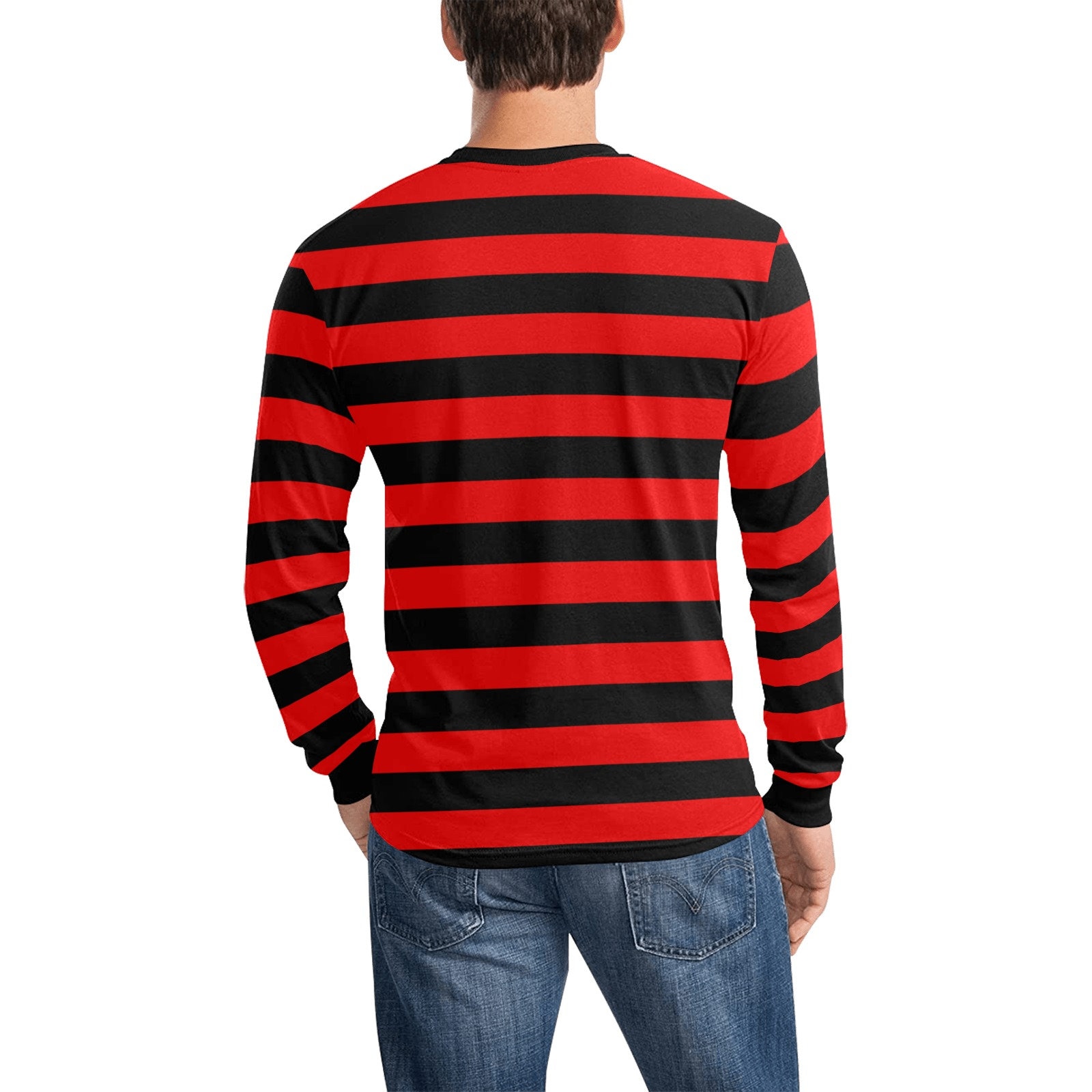 Long Sleeve Striped Red Emblem Tee main image 1