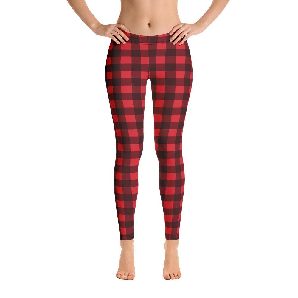 Red Buffalo Plaid Leggings for Women 