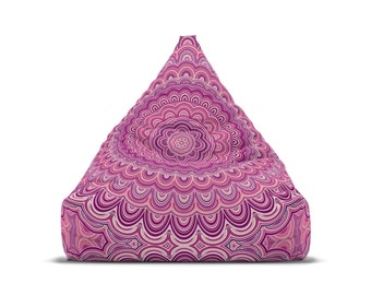 Pink Mandala Bean Bag Chair Cover, Washable Furniture Small Large Adult Kids Sofa Apartment Dorm Decor Unfilled Sack