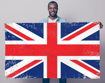 UK Union Jack Distressed Flag, British National United Kingdom England 5x3 Sublimation Flag Wall Hanging