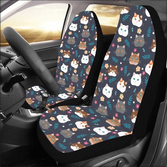 Süße Katzen Auto Sitzbezüge für Fahrzeug 2 Stk. Set, Tier Haustier Katze  Druck Muster Vordersitz Welpe Geschenk Frauen Beschützer Accessoire SUV  Dekoration - .de