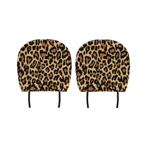Leopard Car Seat Headrest Cover (2pcs), Animal Print Cheetah Truck Suv Van Vehicle Auto Decoration Protector New Car Gift