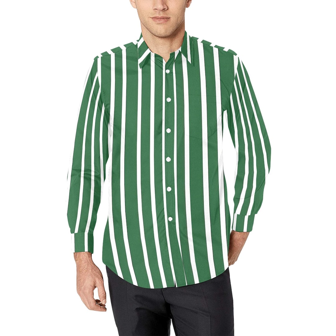 dress shirt green Hisdern Men's Sage Green Splicing Dress Shirt For Office Wear 2XL main image 0