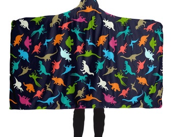 Manta con capucha de dinosaurios, forro polar de dinosaurio Sherpa, suave, esponjoso, acogedor, cálido, para adultos, hombres, mujeres, niños, grande, gigante, usable con capucha, regalo