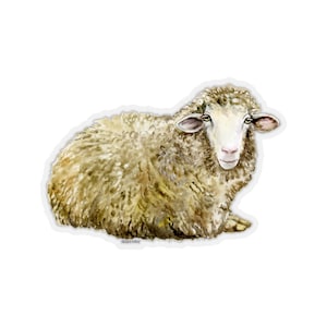 Adesivi per pecore, animali da fattoria, agnello, acquerello, vinile per laptop, carino, bottiglia d'acqua, bicchiere, paraurti per auto, etichetta per bambini, decalcomania murale, fustellato, piccolo, grande