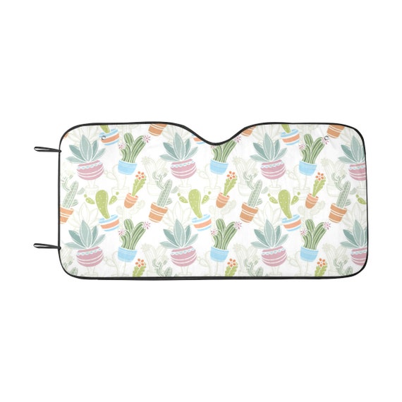 Cactus Windshield Sun Shade, Succulent Plants Nature Colorful Car Accessories Auto Cover Protector Window Visor Screen Decor 55" x 29.53"