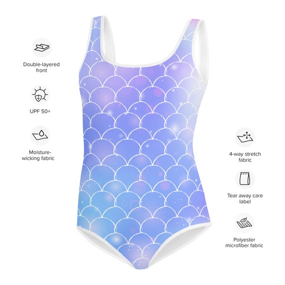 MERMAID Youth Girls Swimsuit Purple Sparkle Printed Kids Young Swimwear Tween Pre teen Tail Scales Adolescent Cute One Piece Bathing Suit Etsy Norway