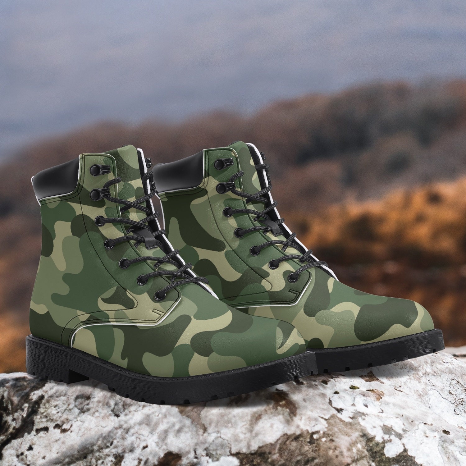 Camouflage Green Men\'s Combat Boots with Blue Soles Amazon.com | Men main image 4