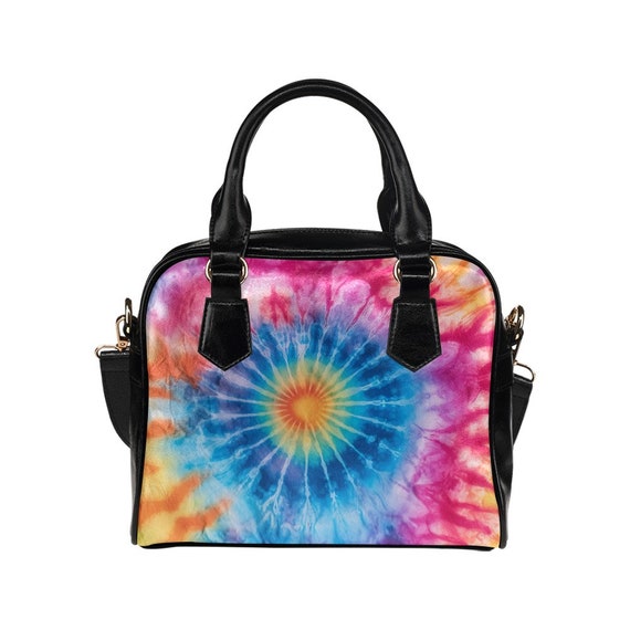 Tie Dye Purse, Pink Rainbow Blue Pattern Cute Small Shoulder  display picture 1
