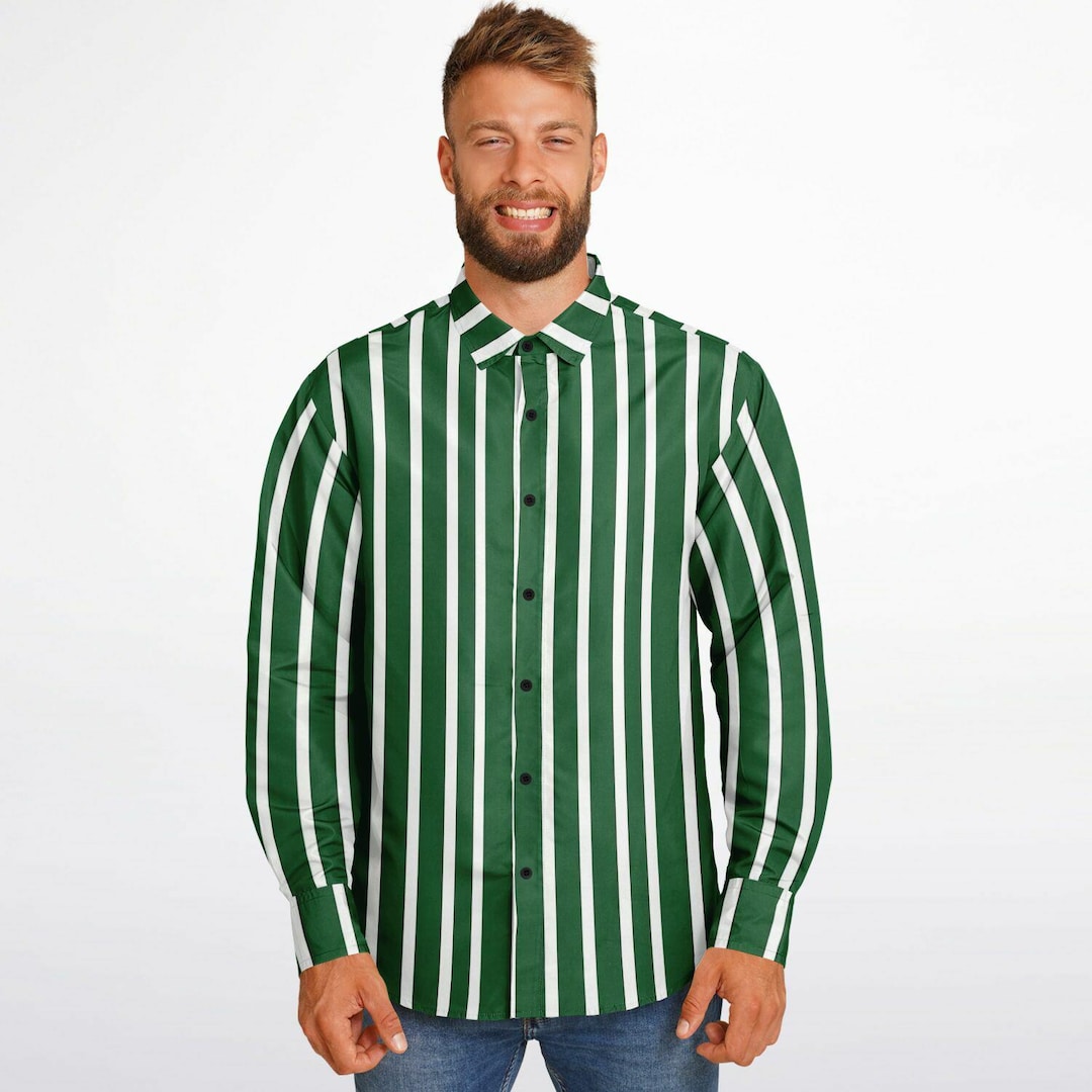green stripe dress shirt Button-Down Stretch Washed Poplin Stripe Shirt Green