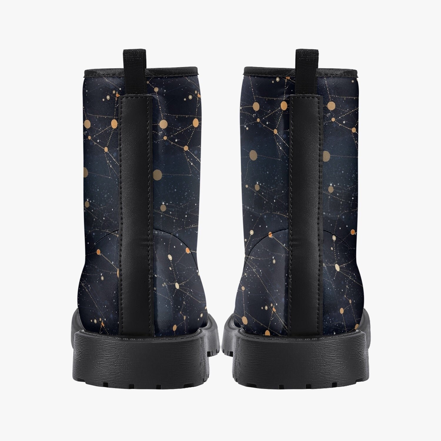 Constellation Stars Leather Boots, Galaxy Space Lace up Shoes