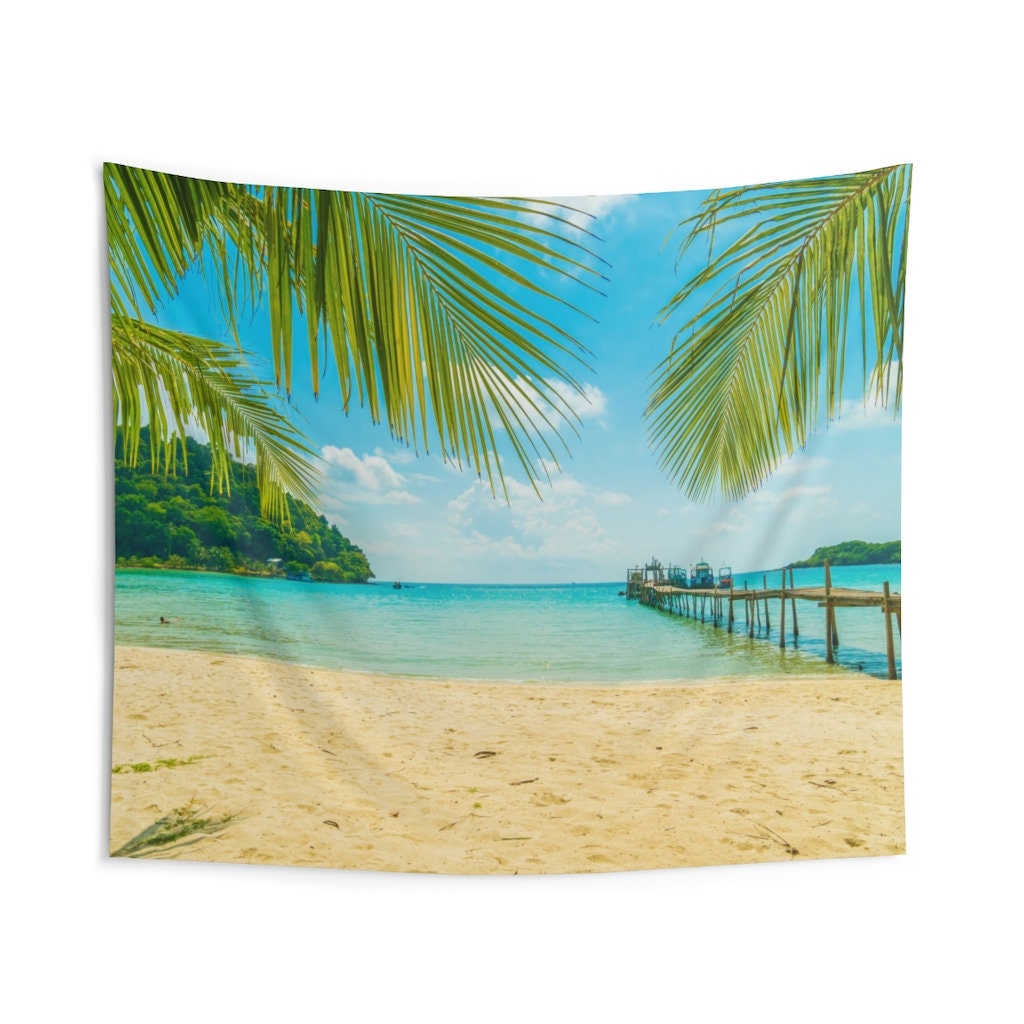 Beach Palm Tree Wall Tapestry Ocean Tropical Landscape Indoor - Etsy