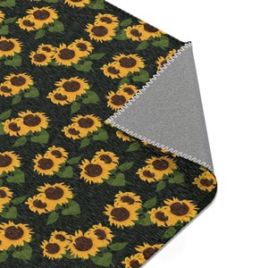 Sunflower Area Rug Carpet, Yellow Flowers Floral Washable Kitchen Floor ...