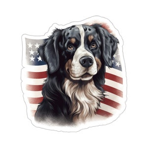 Berner Sennenhund Aufkleber, Amerikanische Flagge USA Patriotisch Laptop Aufkleber Vinyl niedliche Wasserflasche Becher Auto wasserdichte Stoßstange Wandbild