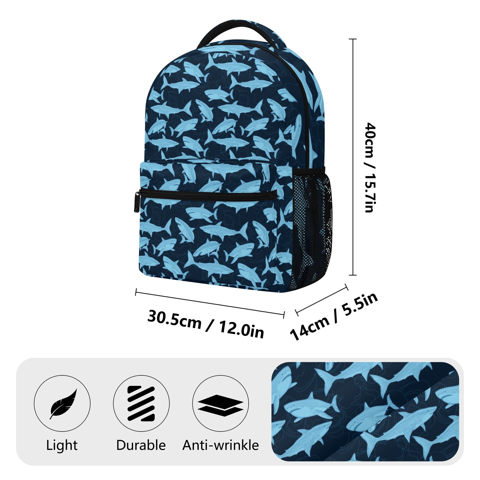 Showudesigns Kids Shark Backpack - Blue Ocean Animal Bookbag For Boys & Girls, School, Travel - View #4