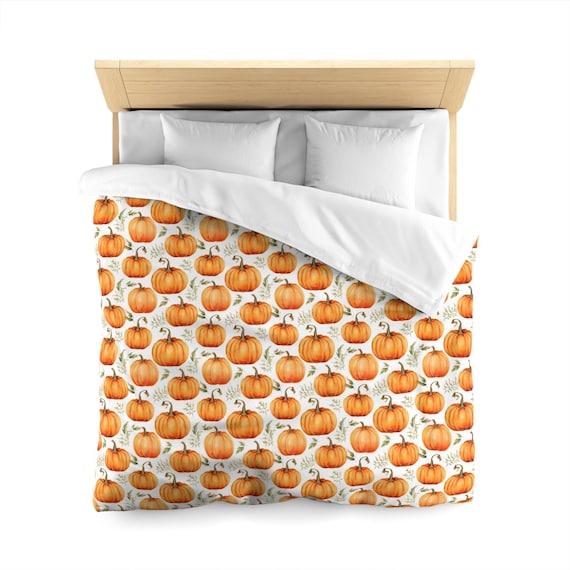 Kürbisse Bettbezug, Orange Herbst Herbst Bettwäsche Queen King Full Twin XL Mikrofaser Einzigartige Designer Bett Quilt Schlafzimmer Dekor