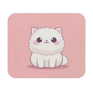 Niedliche Katze Mauspad, Rosa Computer Gaming Einzigartiger Schreibtisch Cooles Dekoratives Ästhetisches Design Quadratische Matte
