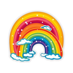 Double Rainbow Sticker, Clouds Art Laptop Decal Vinyl Cute Waterbottle Tumbler Car Waterproof Bumper Aesthetic Die Cut Wall Mural