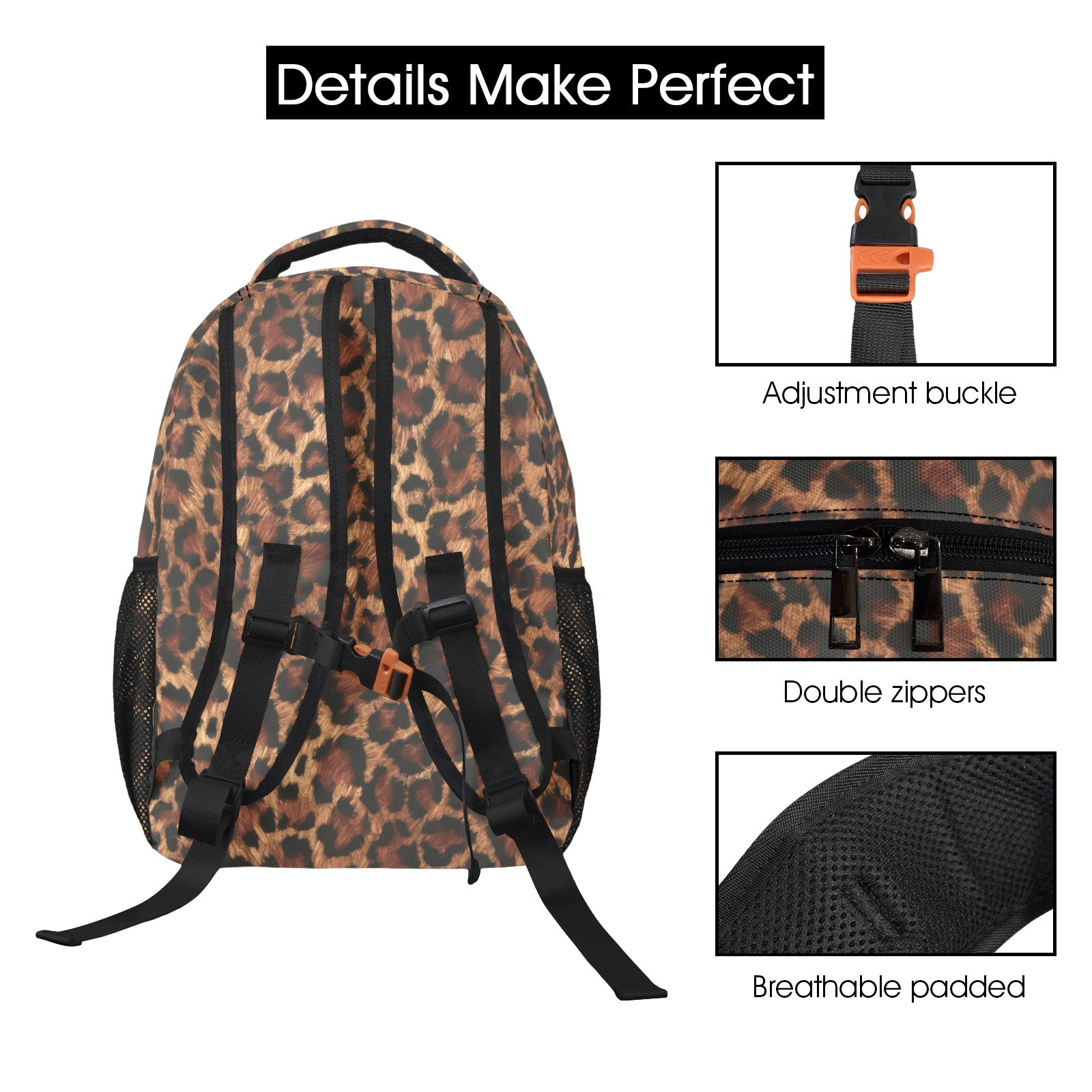 Leopard Backpack, Animal Print Cheetah Brown Men Women Kids Gift School ...