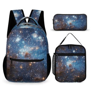 Sac à dos Galaxy, sac à lunch, trousse, trousse, étoiles de l'univers de l'espace, assorties aux enfants, garçons filles, livres, école, poches étanches, isolation pour ordinateur portable