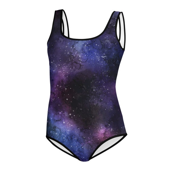 Galaxy Space Girls Swimsuits (8 - 20), Universe Purple Cute Kids Jr Junior Tween Teen Teenager One Piece Bathing Suit Young Swimwear