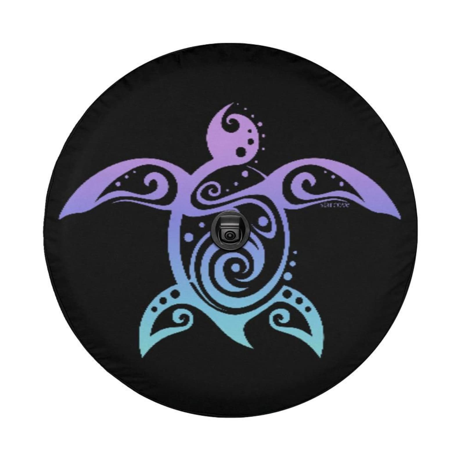 Sea Turtle Spare Tire Cover, Purple Rear Backup Camera Hole Tribal ...