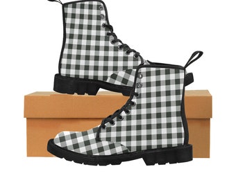 plaid combat boots