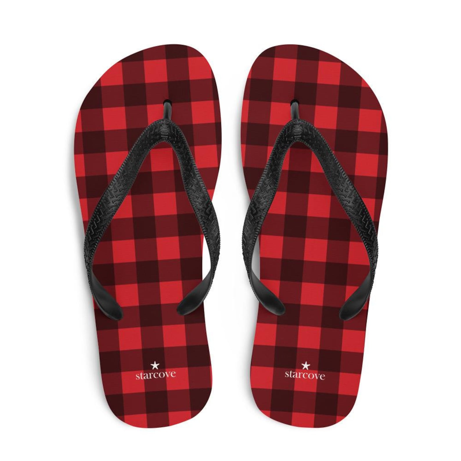Red Buffalo Plaid Flip-flops Checkered Check Square Pattern - Etsy