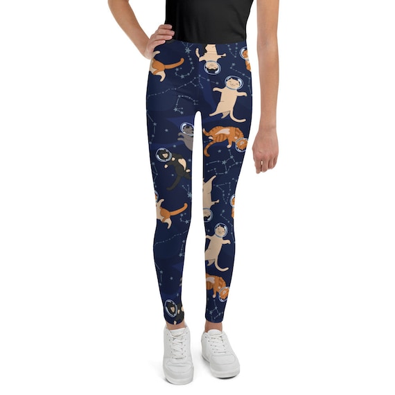 Galaxy Cats in Space Girls Leggings 8-20, Blue Stars Kittens Themed Youth  Funny Teen Cute Printed Kids Yoga Pants Graphic Fun Tights Gift -   Canada