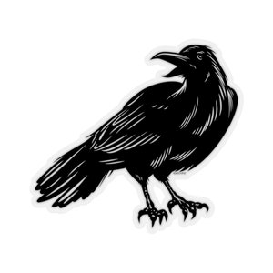 Black Raven Crow Sticker, Bird Laptop Decal Vinyl Cute Waterbottle Tumbler Car Waterproof Bumper Aesthetic Die Cut Wall Mural