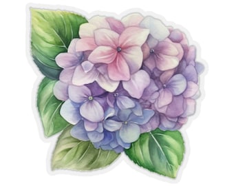 Hydrangea Flowers Sticker, Floral Nature Art Laptop Decal Vinyl Cute Waterbottle Tumbler Car Waterproof Bumper Die Cut Wall Mural
