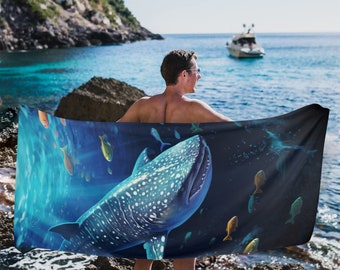 ジンベイザメ 特大ビーチタオル オーシャン 海 魚 プール マイクロ