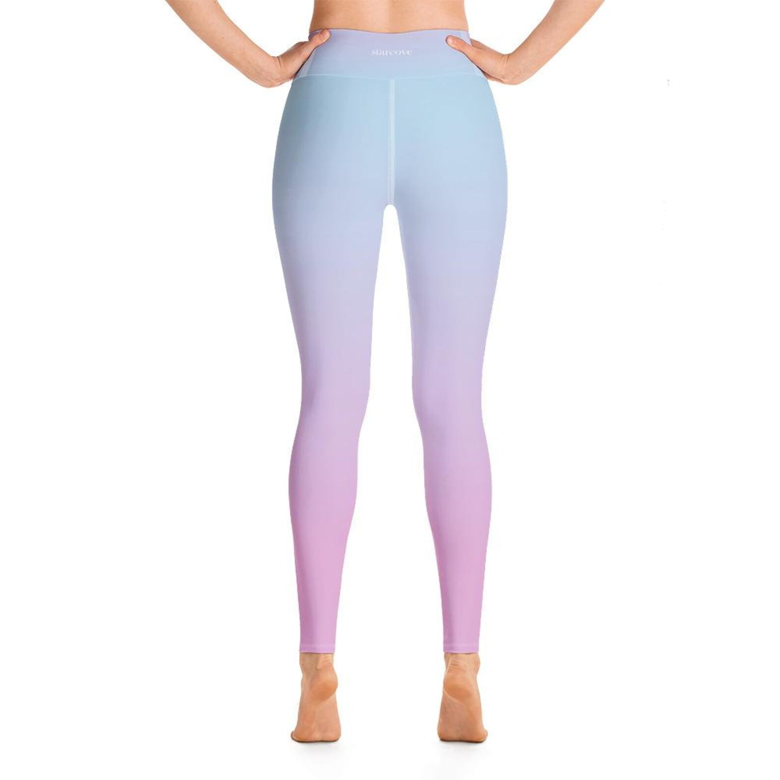 Ombre Pastel Blue Pink Leggings Gradient Tie Dye Printed Yoga - Etsy