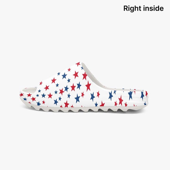 Red White Blue Stars Men Slides Sandals, Patriotic Designer  display picture 2